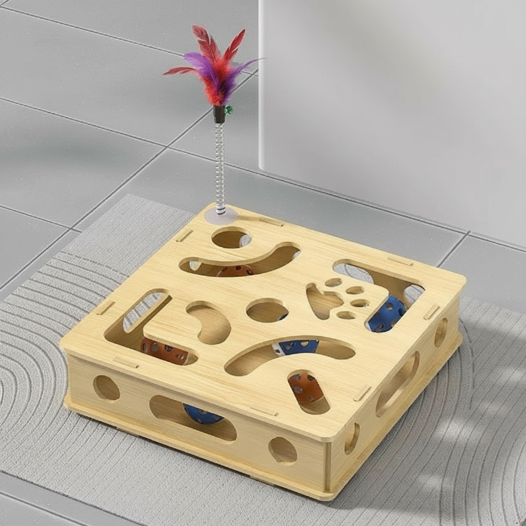 Interactive Cat Maze (with Balls and Feather)