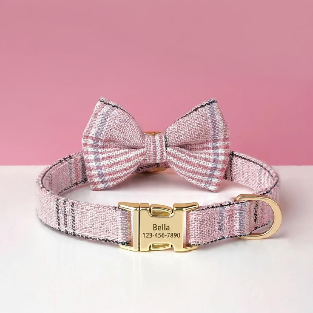 Personalised Classic Plaid Bow Collar