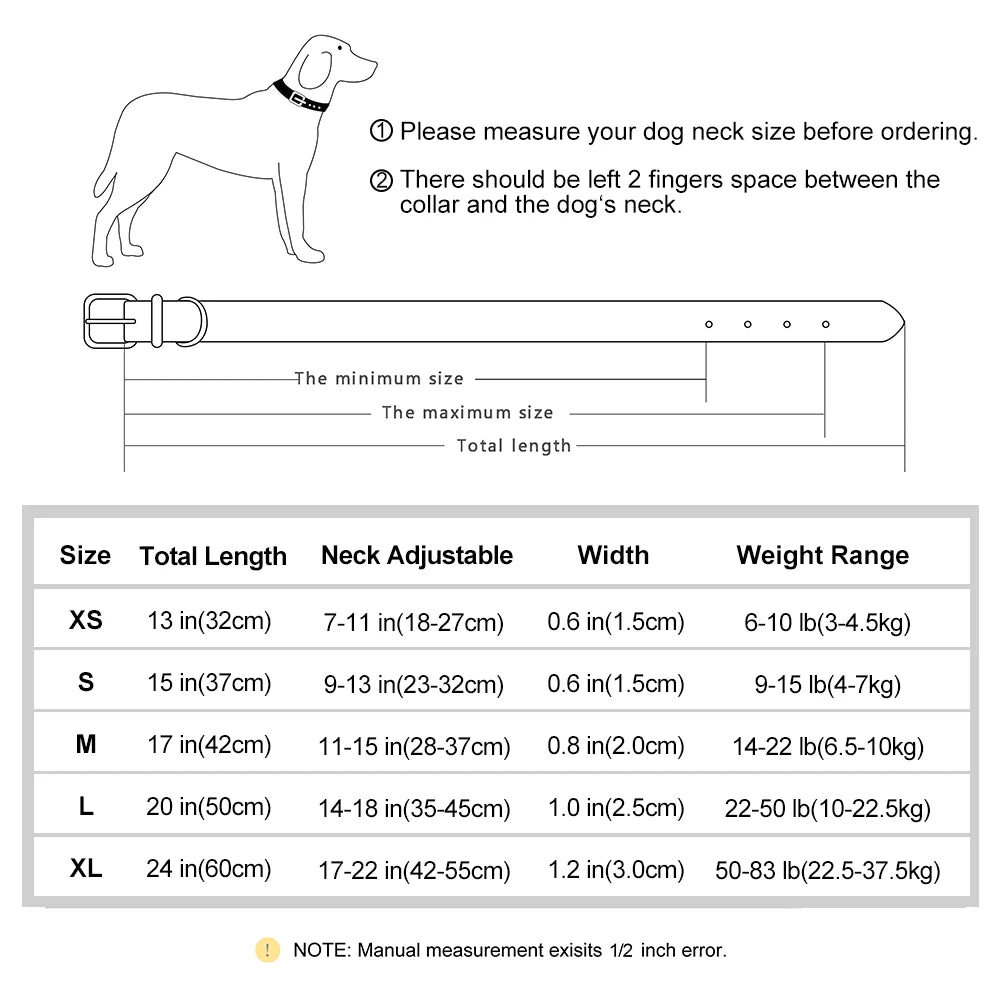 Engraved Pebbled Leather Dog Collar (Adjustable Fit)