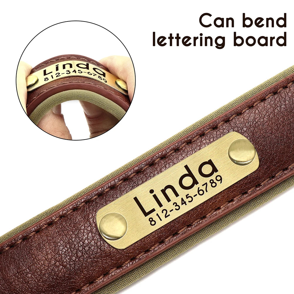 Engraved Pebbled Leather Dog Collar (Adjustable Fit)