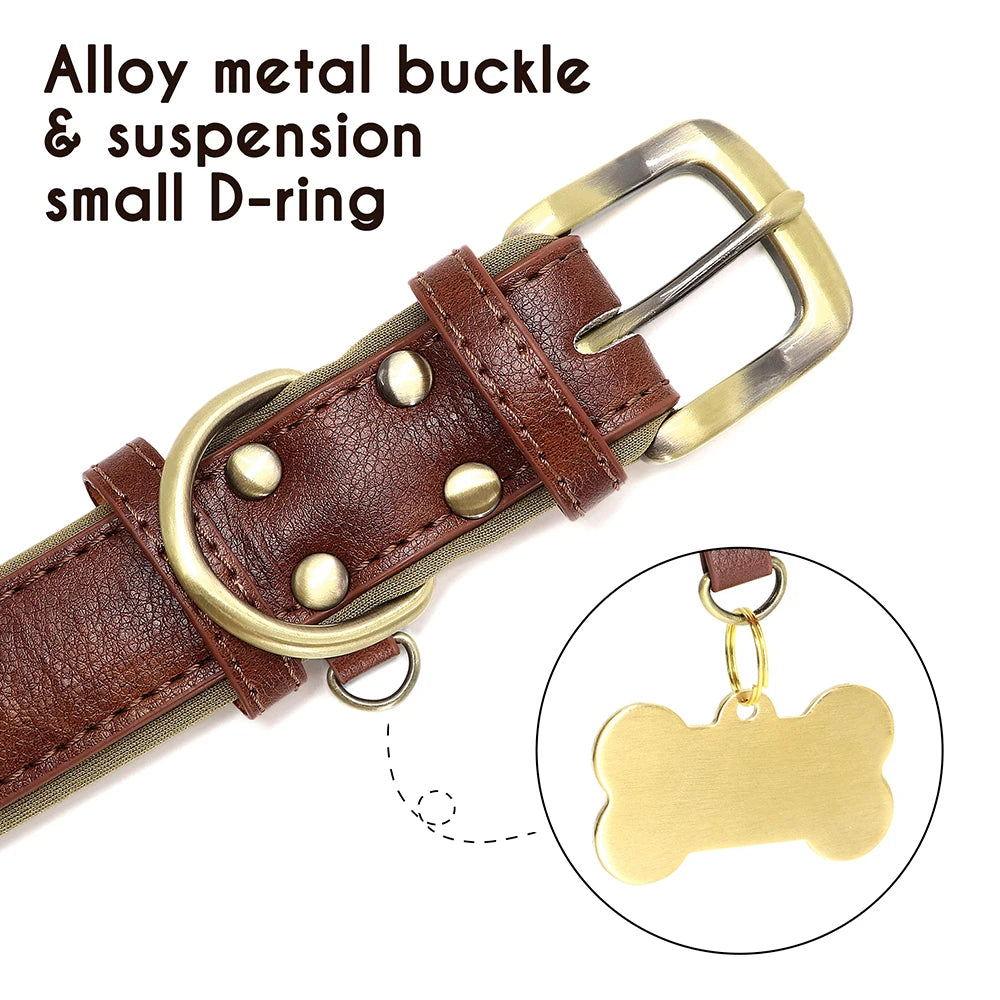 Engraved Pebbled Leather Dog Collar (Adjustable Fit)
