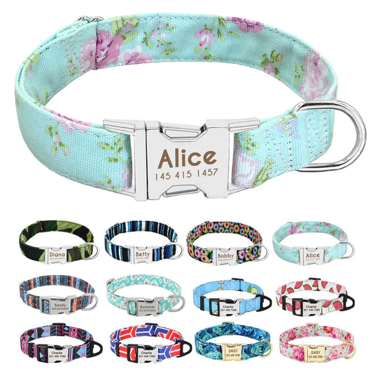 Personalised Nylon Dog Collar (Engraved ID Tag)