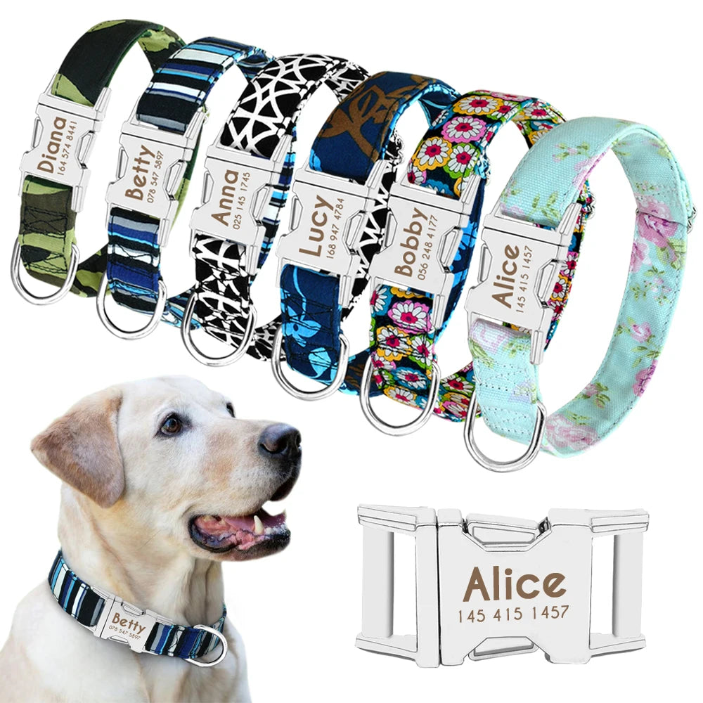 Personalised Nylon Dog Collar (Engraved ID Tag)
