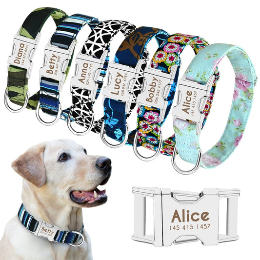 Personalised Nylon Dog Collar (Engraved ID Tag)