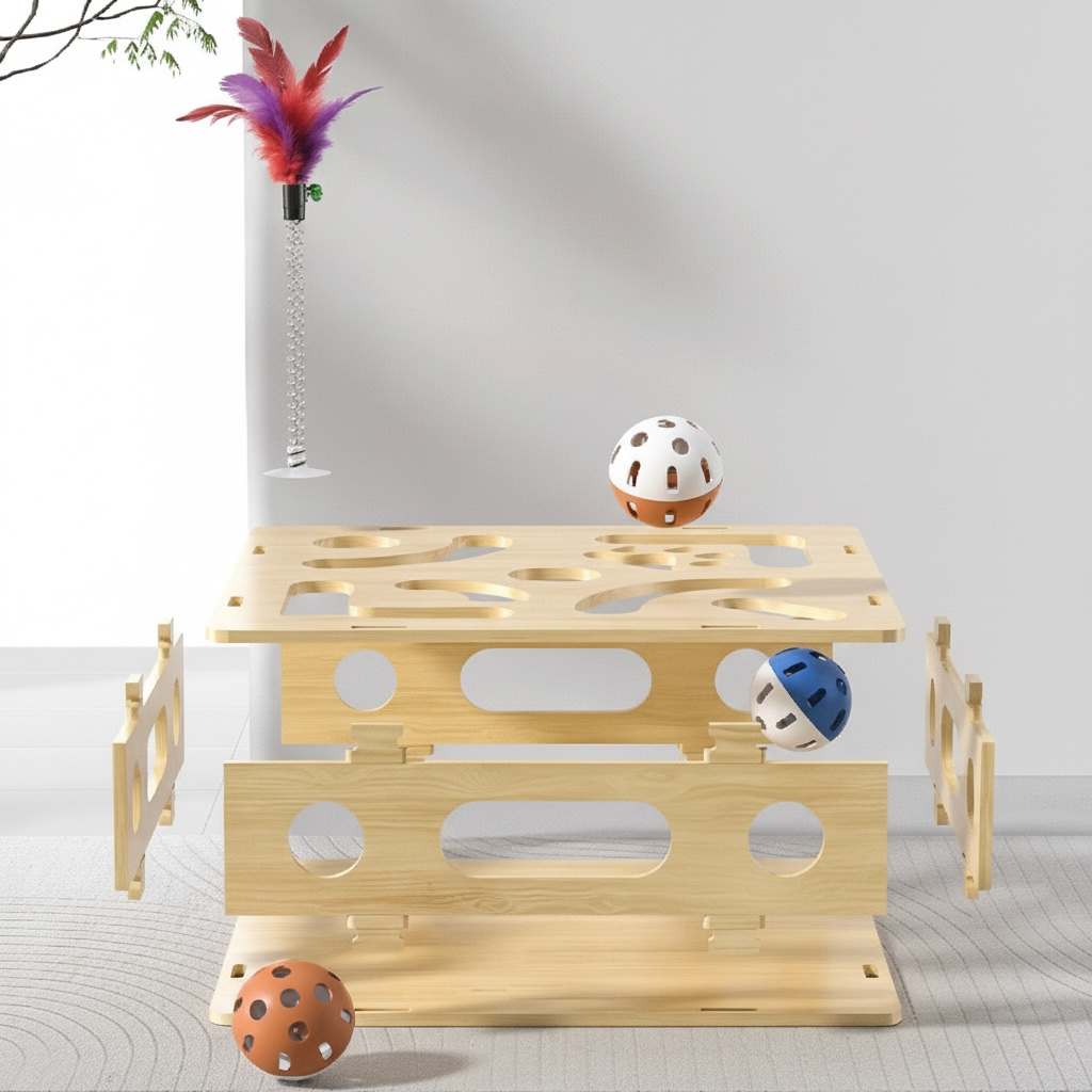 Interactive Cat Maze (with Balls and Feather)
