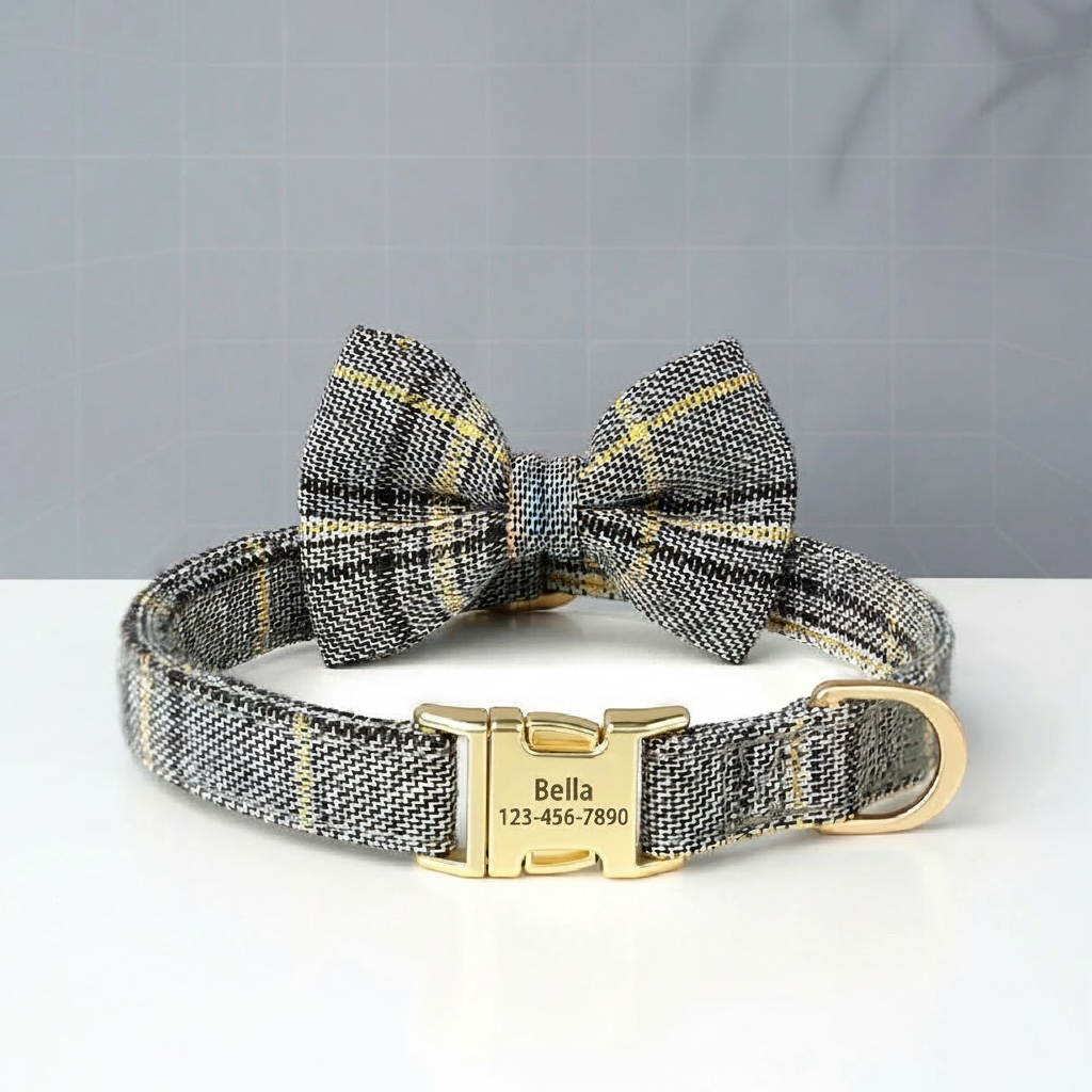 Personalised Classic Plaid Bow Collar