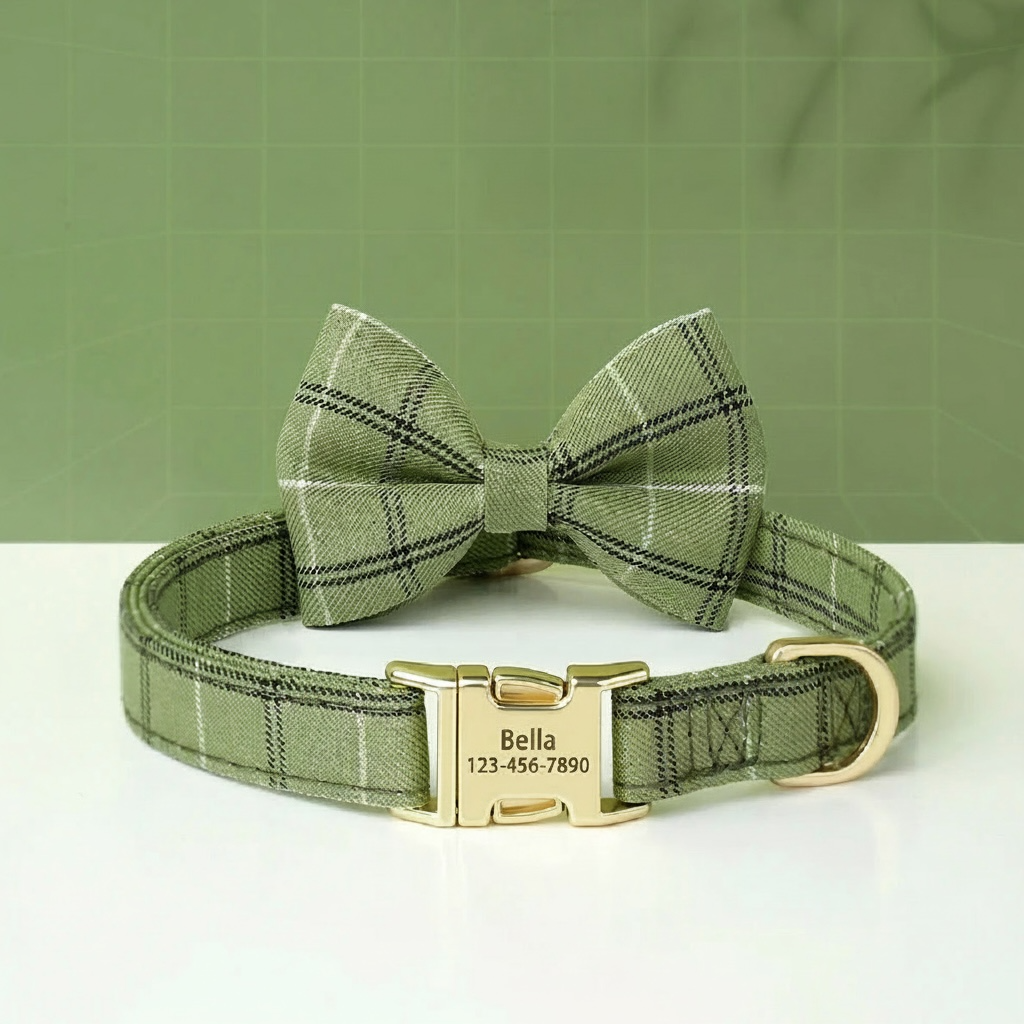 Personalised Classic Plaid Bow Collar