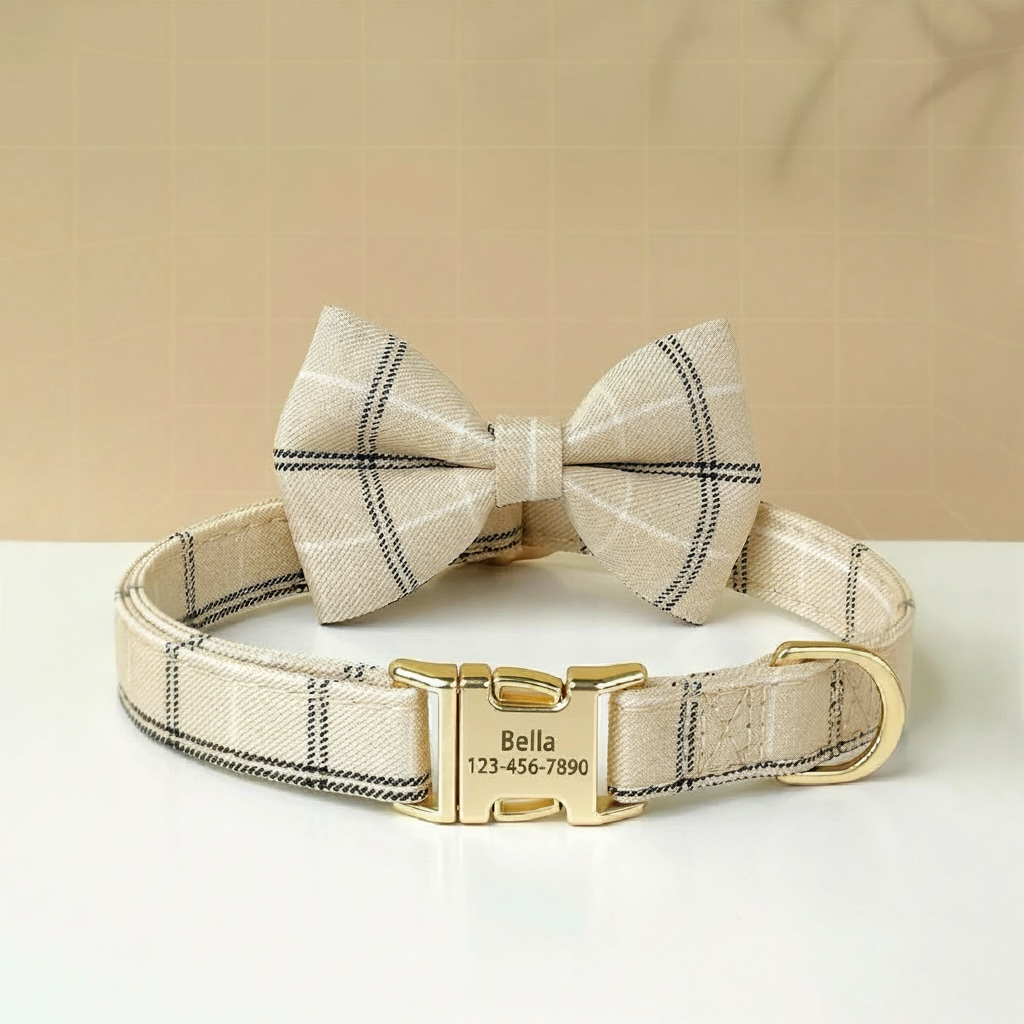 Personalised Classic Plaid Bow Collar