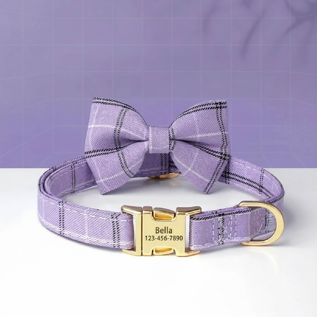Personalised Classic Plaid Bow Collar