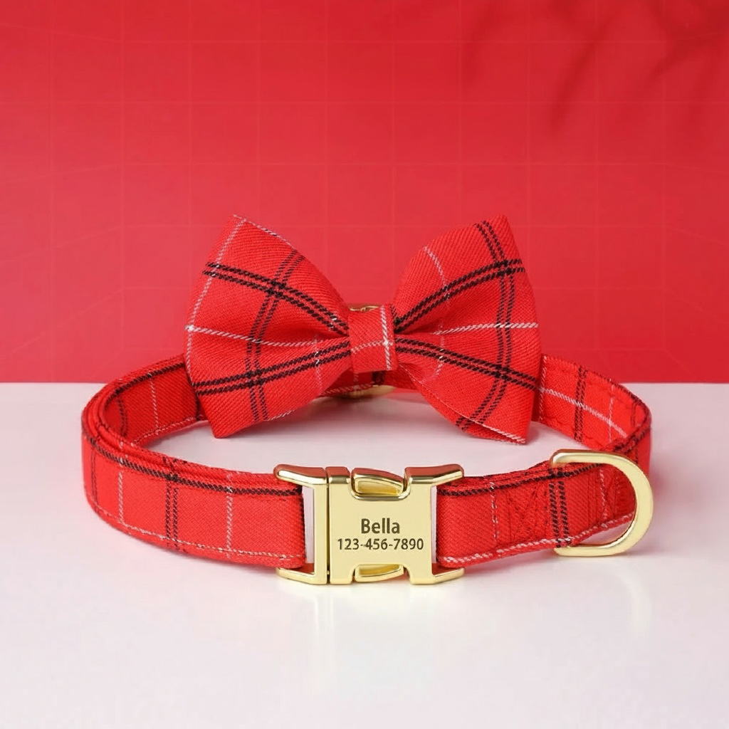 Personalised Classic Plaid Bow Collar