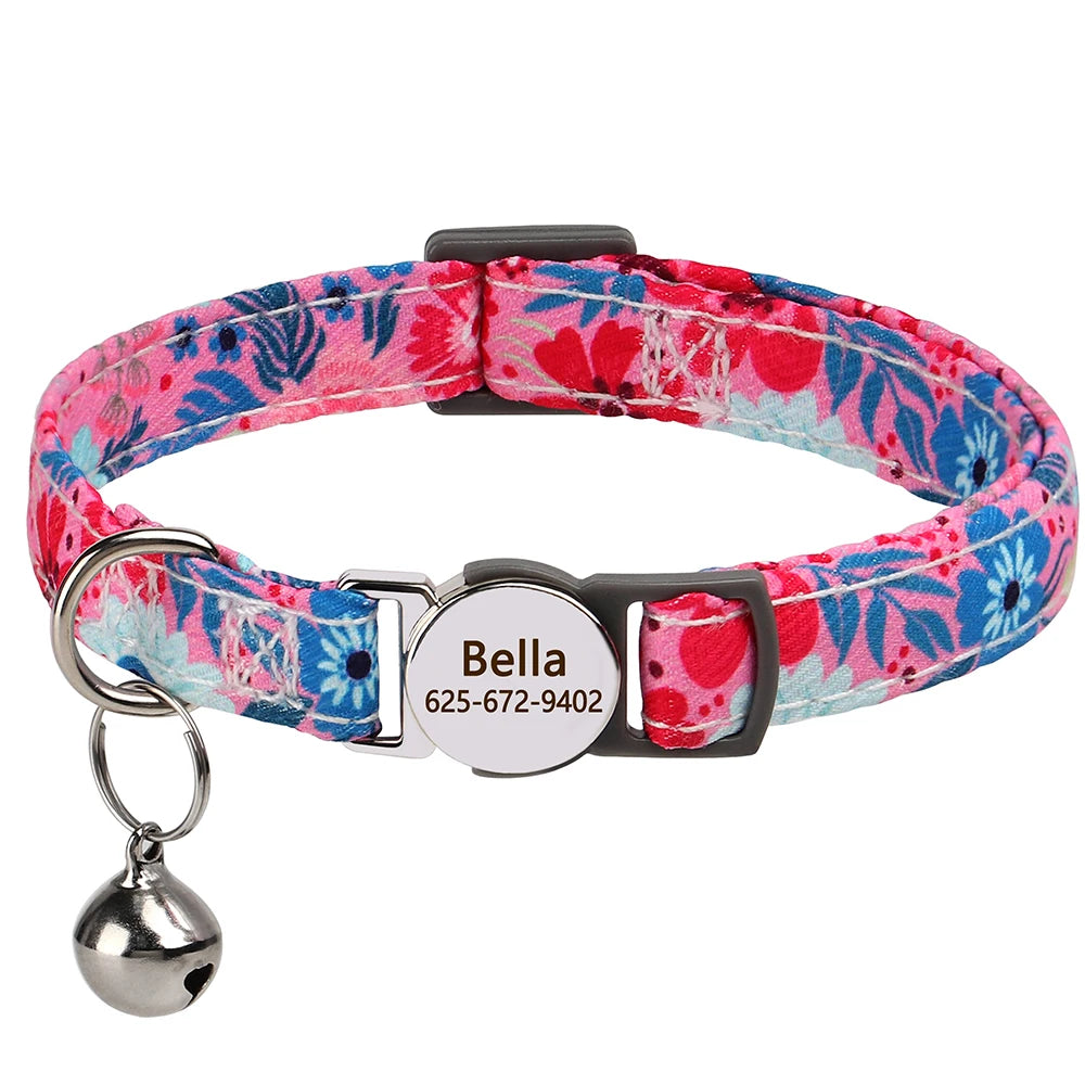 Personalised Nylon Cat Collar (Adjustable Fit)