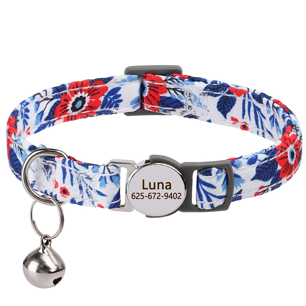 Personalised Nylon Cat Collar (Adjustable Fit)