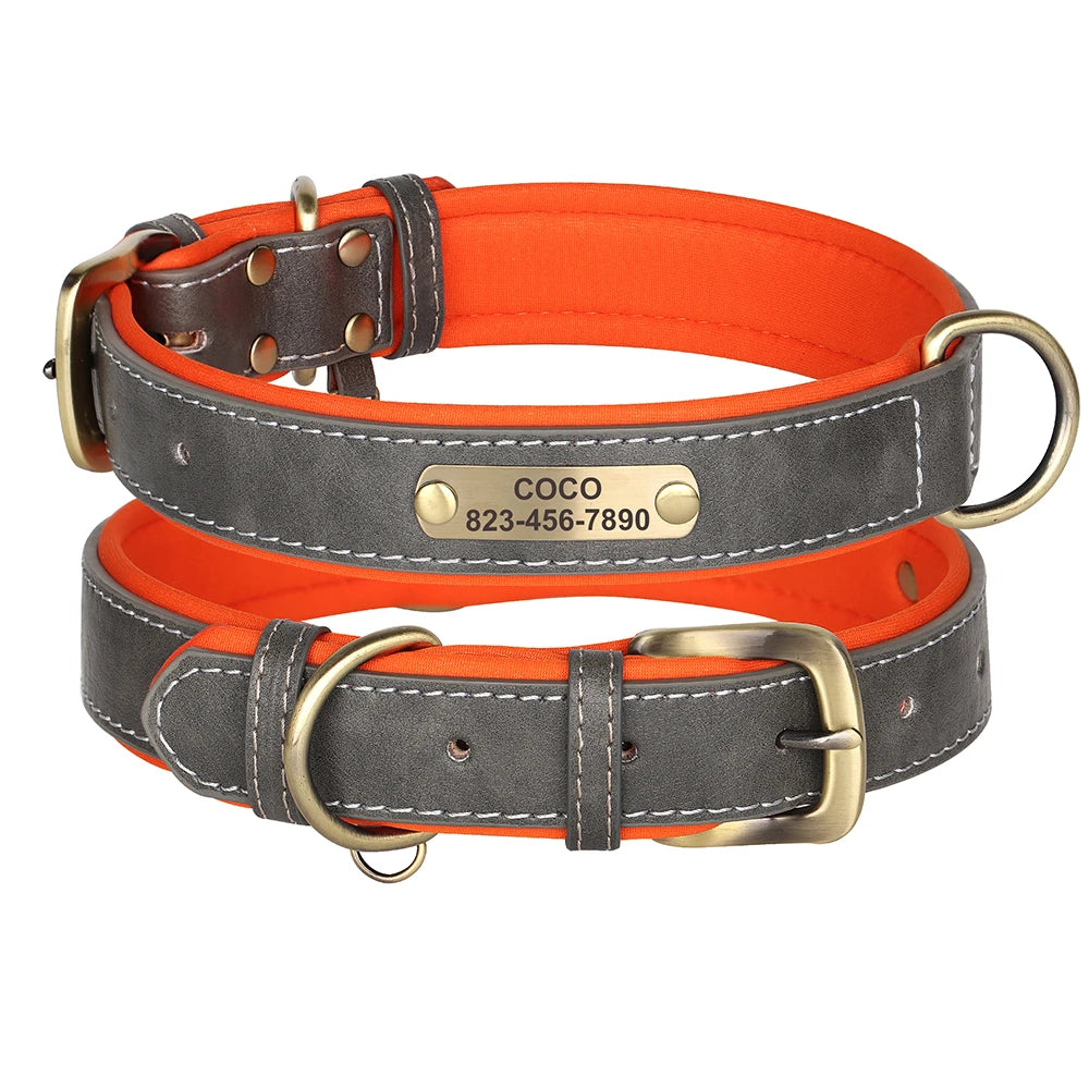 Engraved Smooth Leather Dog Collar