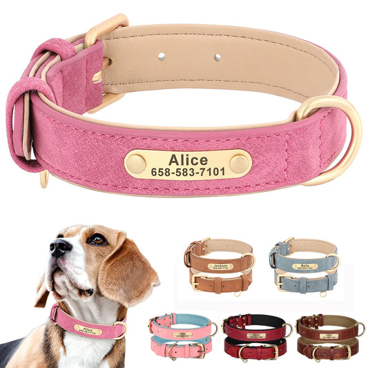 Engraved Smooth Leather Dog Collar