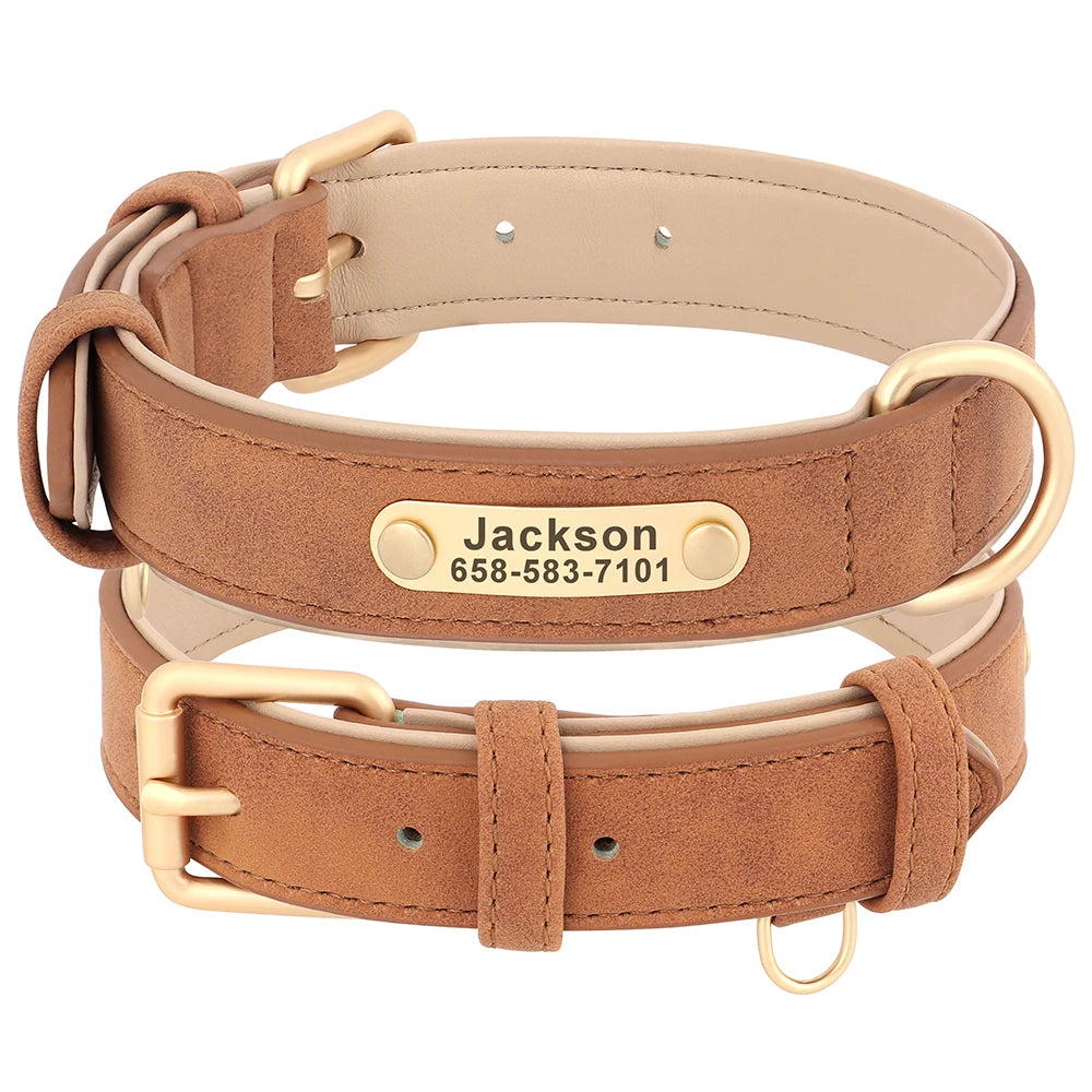 Engraved Smooth Leather Dog Collar