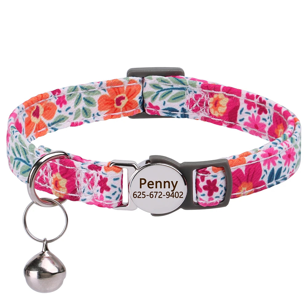 Personalised Nylon Cat Collar (Adjustable Fit)