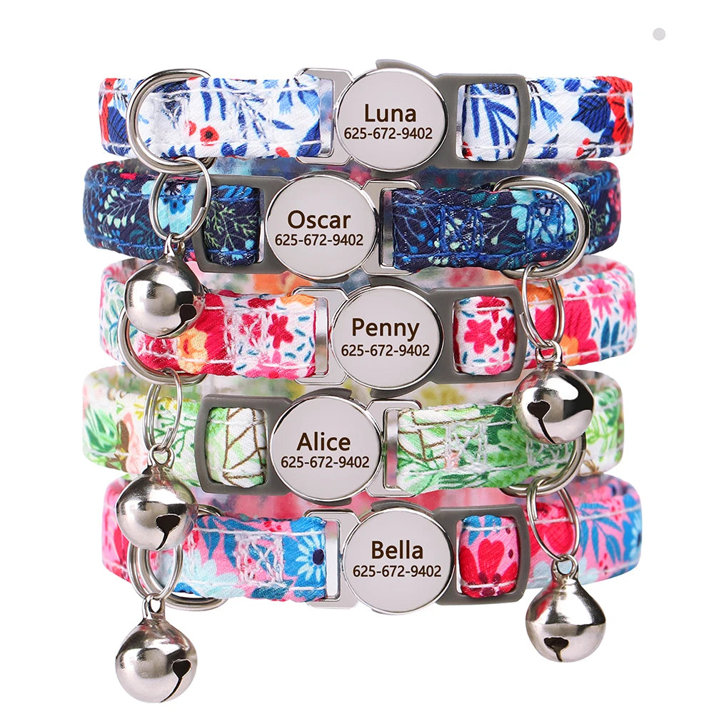 Personalised Nylon Cat Collar (Adjustable Fit)