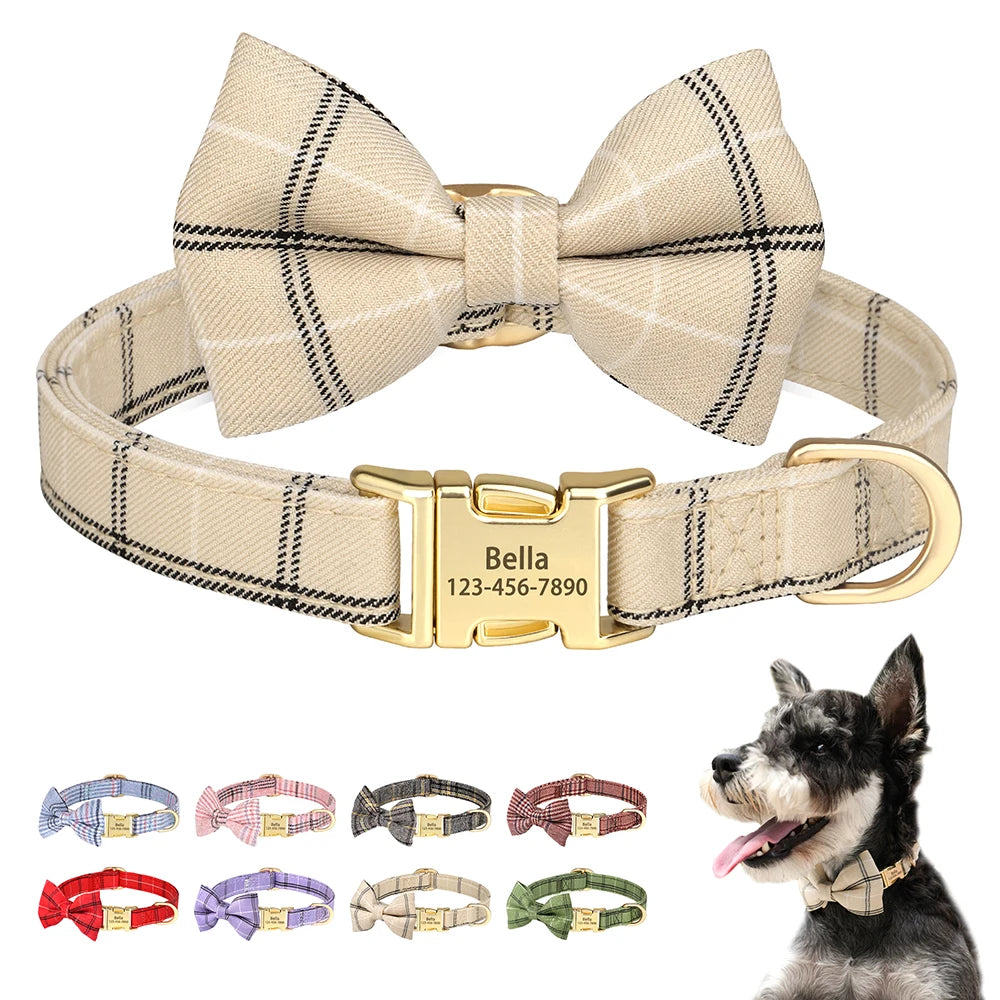 Personalised Classic Plaid Bow Collar