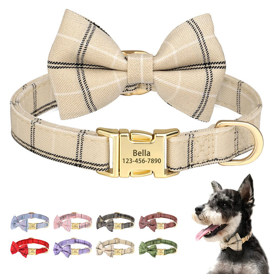 Personalised Classic Plaid Bow Collar