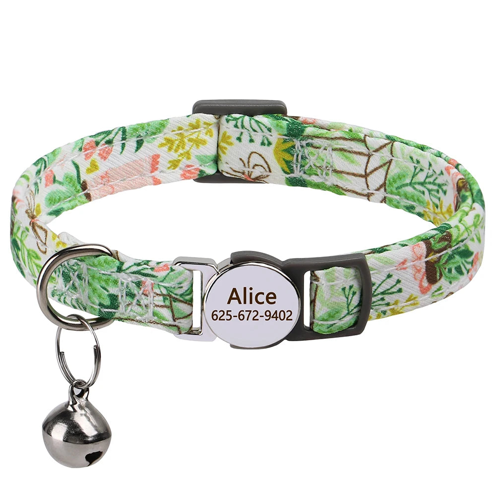Personalised Nylon Cat Collar (Adjustable Fit)