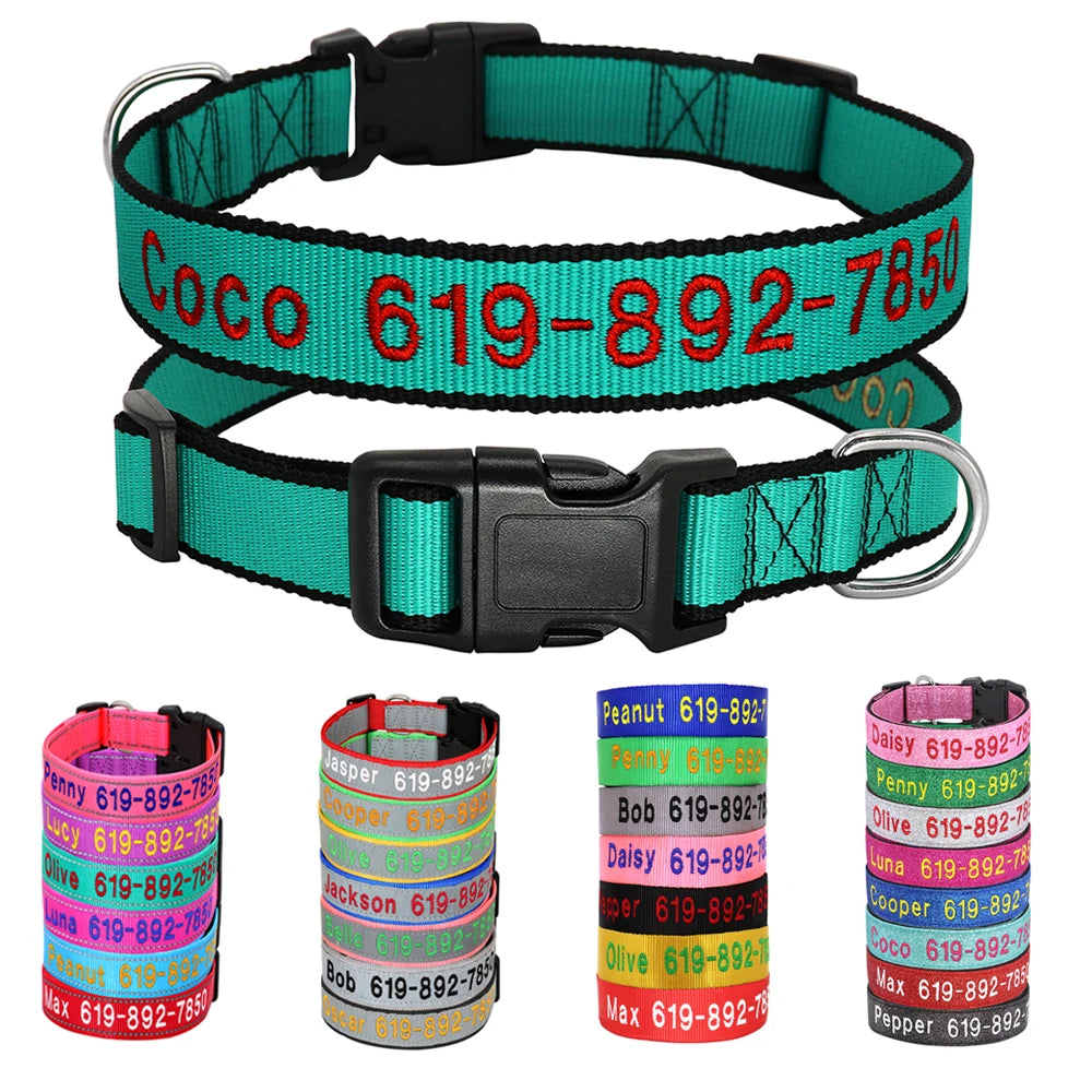 Nylon Embroidered Dog Collar