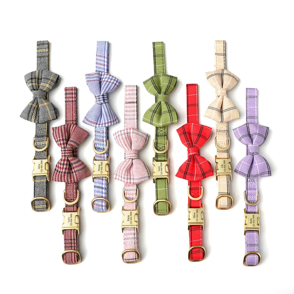 Personalised Classic Plaid Bow Collar